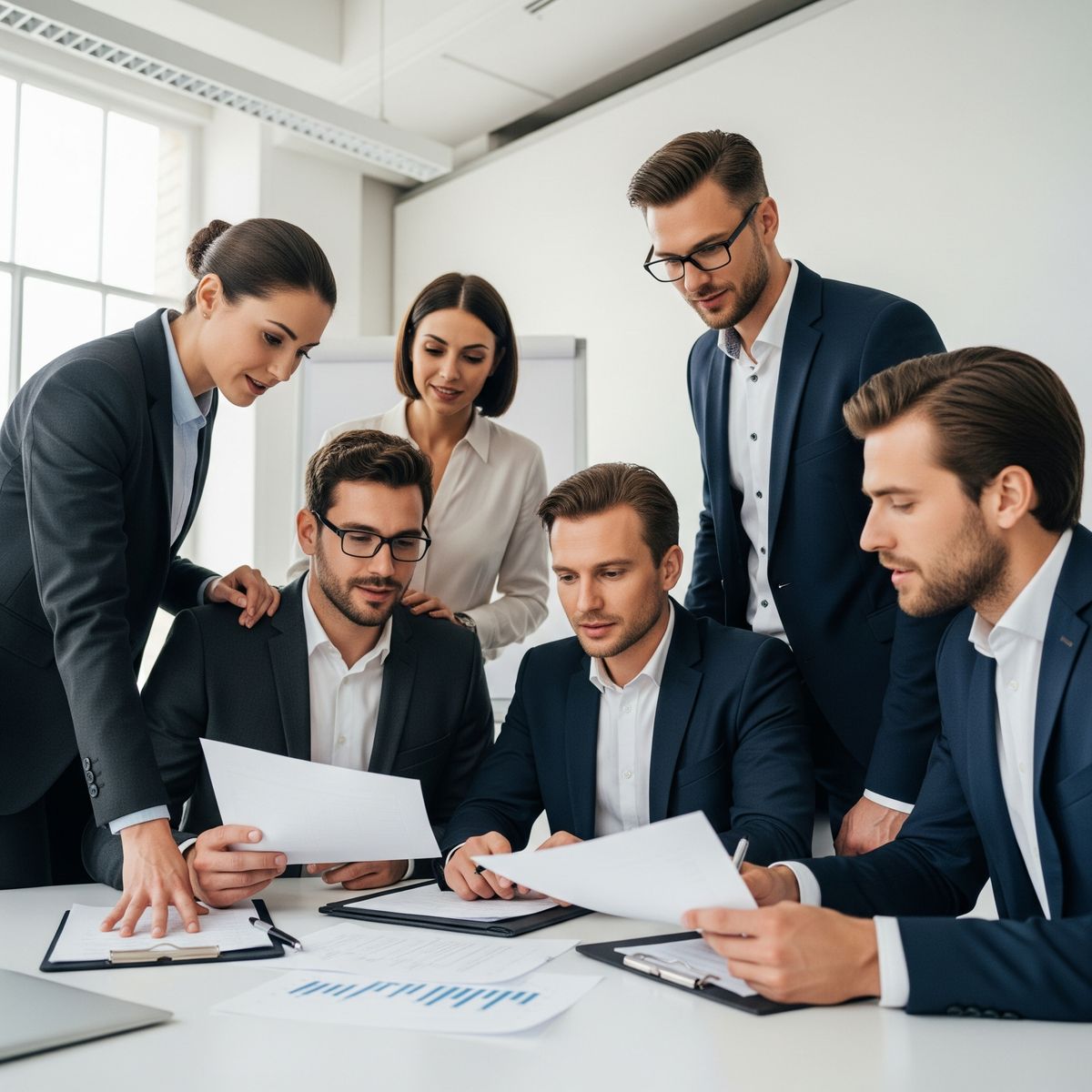 Equipe de consultants en reunion pour un audit des conditions de travail