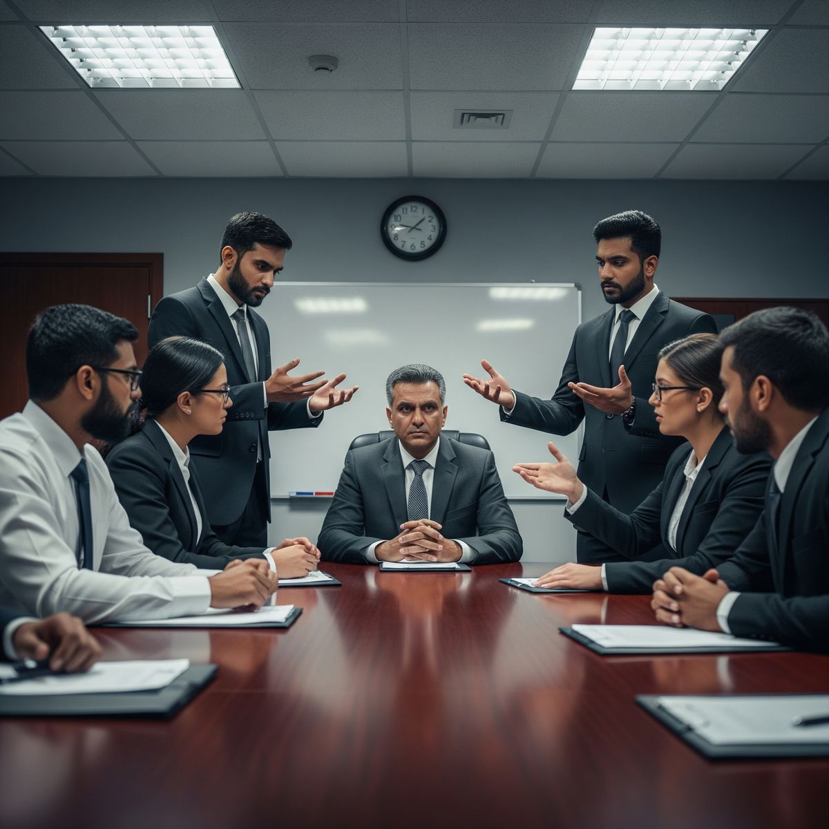 Manager dubitatif face a des consultants peu professionnels en reunion