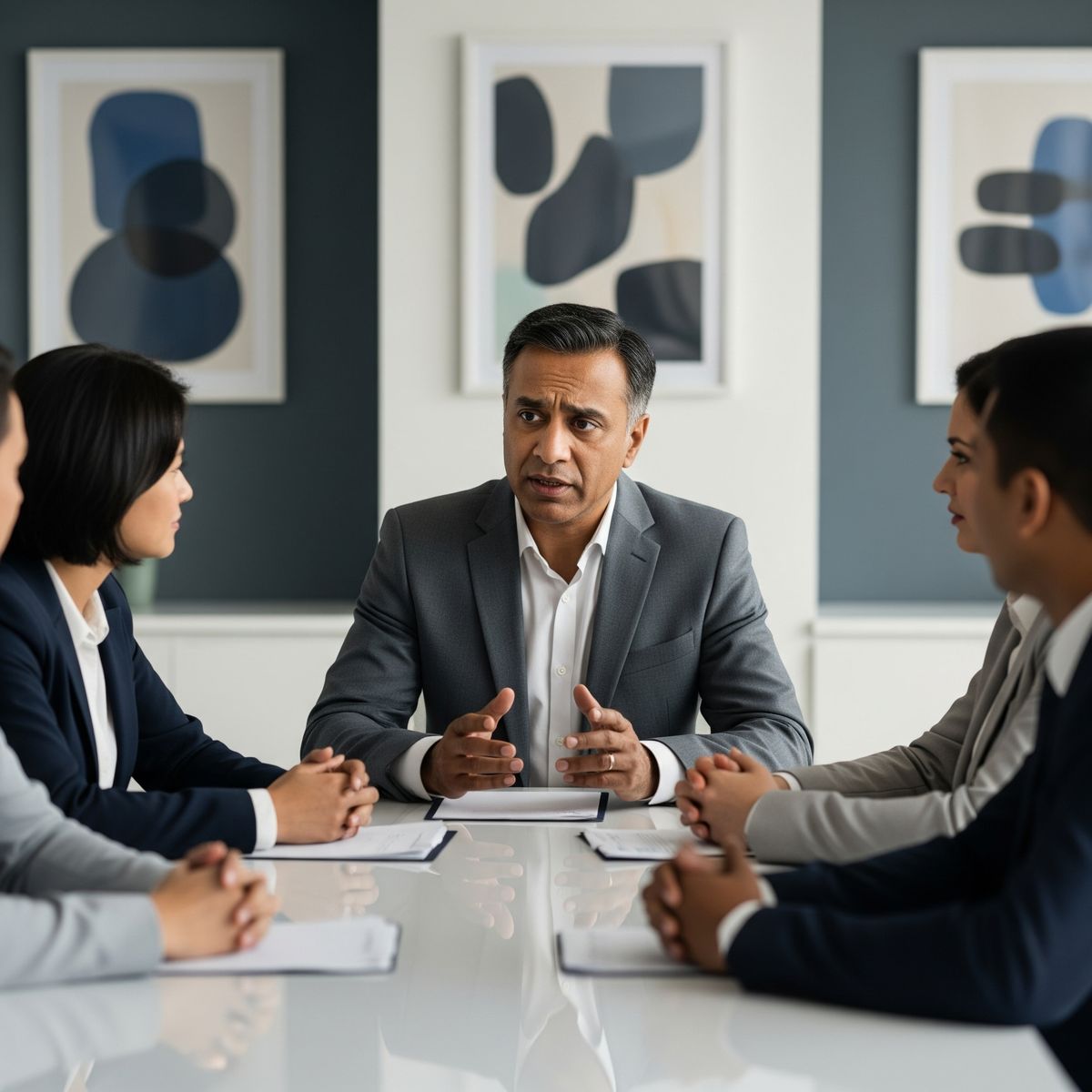 Responsable discutant de sante mentale au travail avec son equipe RH